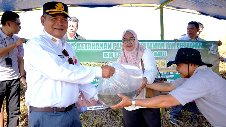 DKP3 Banjarbaru Lepaskan 5.000 Benih Ikan Gurami untuk Melestarikan Ekosistem Perairan