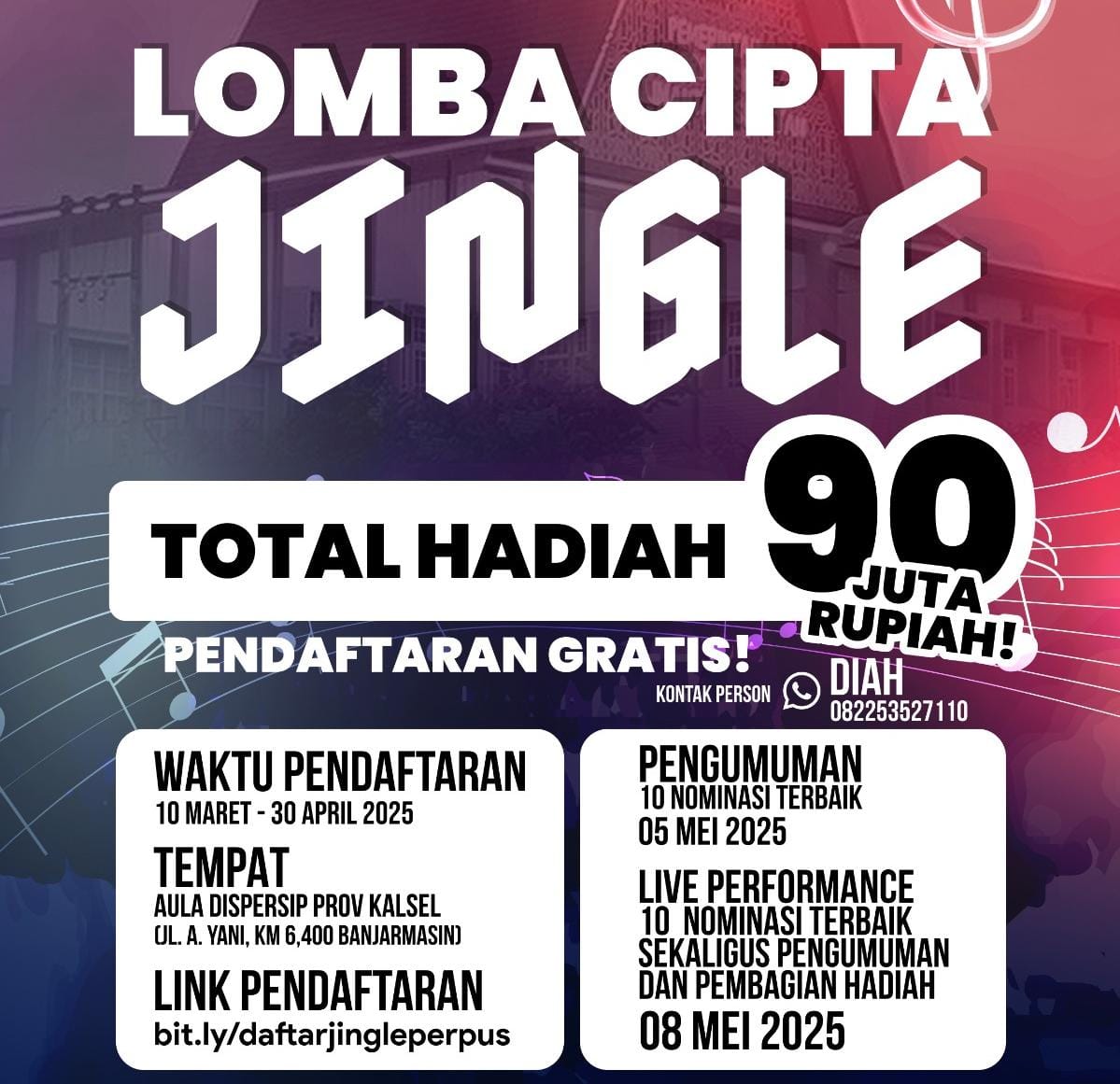 Dispersip Kalsel Gelar Lomba Cipta Jingle “Gemar Membaca” dengan Hadiah Rp90 Juta