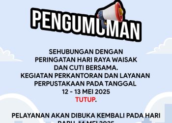 Libur Waisak dan Cuti Bersama, Layanan Perpustakaan Dispersip Kalsel Tutup Sementara 11-13 Mei