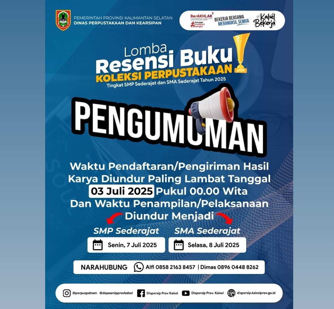 Dispersip Kalsel Ajak Pelajar Tumbuhkan Budaya Literasi Lewat Lomba Resensi Buku