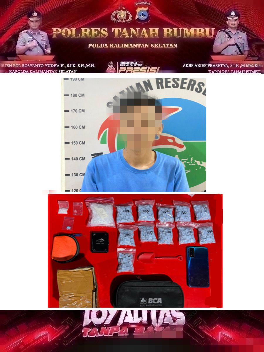 Satresnarkoba Polres Tanah Bumbu Bekuk Pengedar Sabu dan Ekstasi, Barang Bukti Hampir 600 Gram