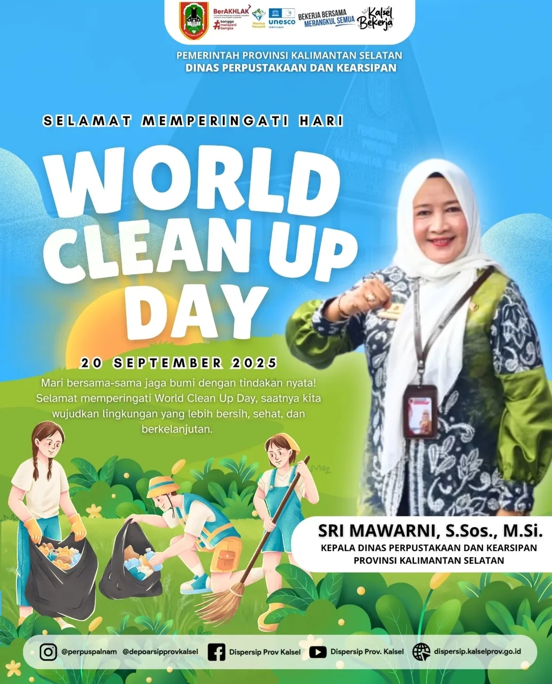 Kadispersip Kalsel Ucapkan Memperingati Hari World Clean Up Day 2025, Ajak Masyarakat Bergerak Nyata