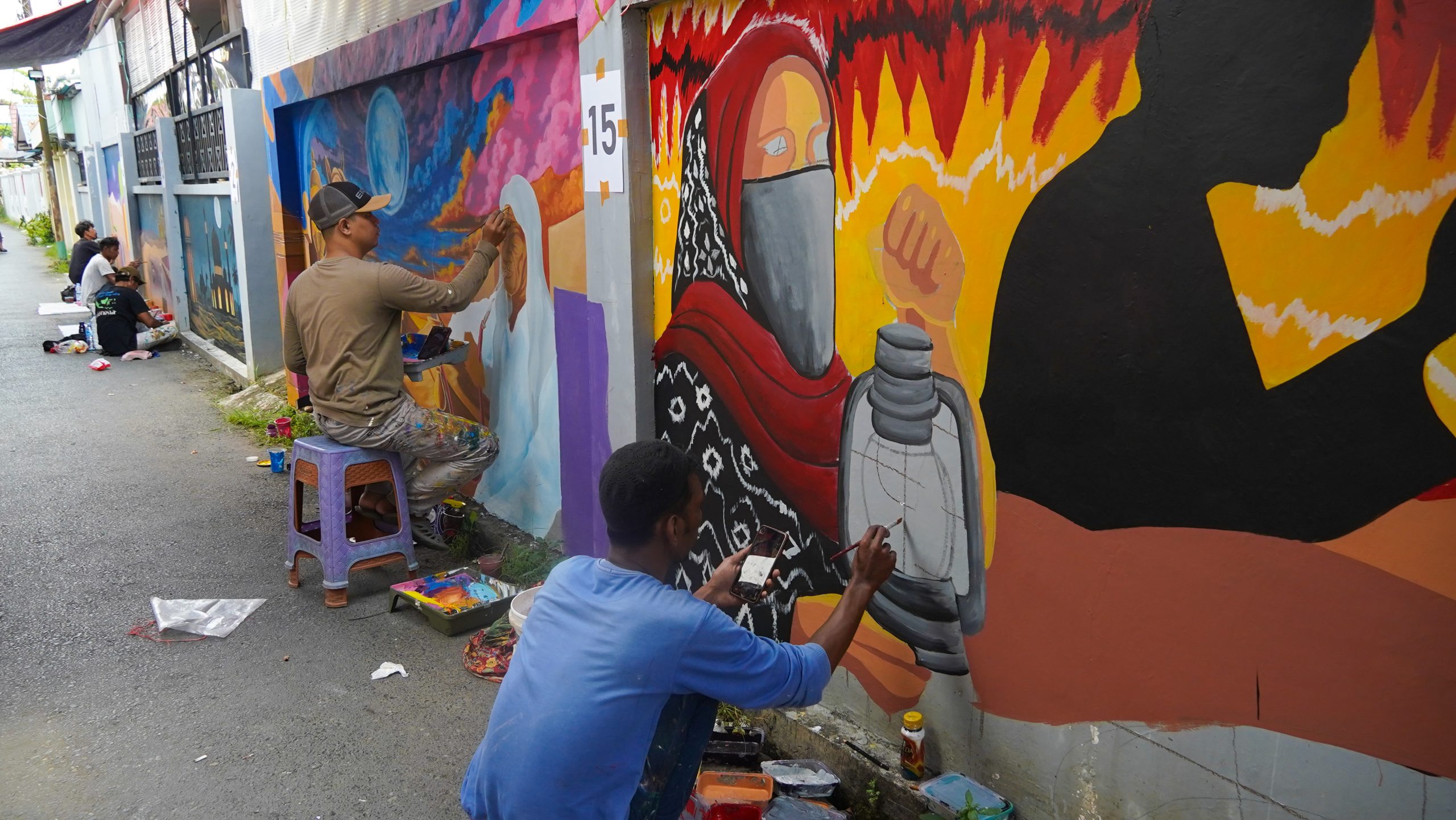 Kampung Arab Semarak dengan Lomba Mural Arabian Night Festival HUT ke-499 Banjarmasin