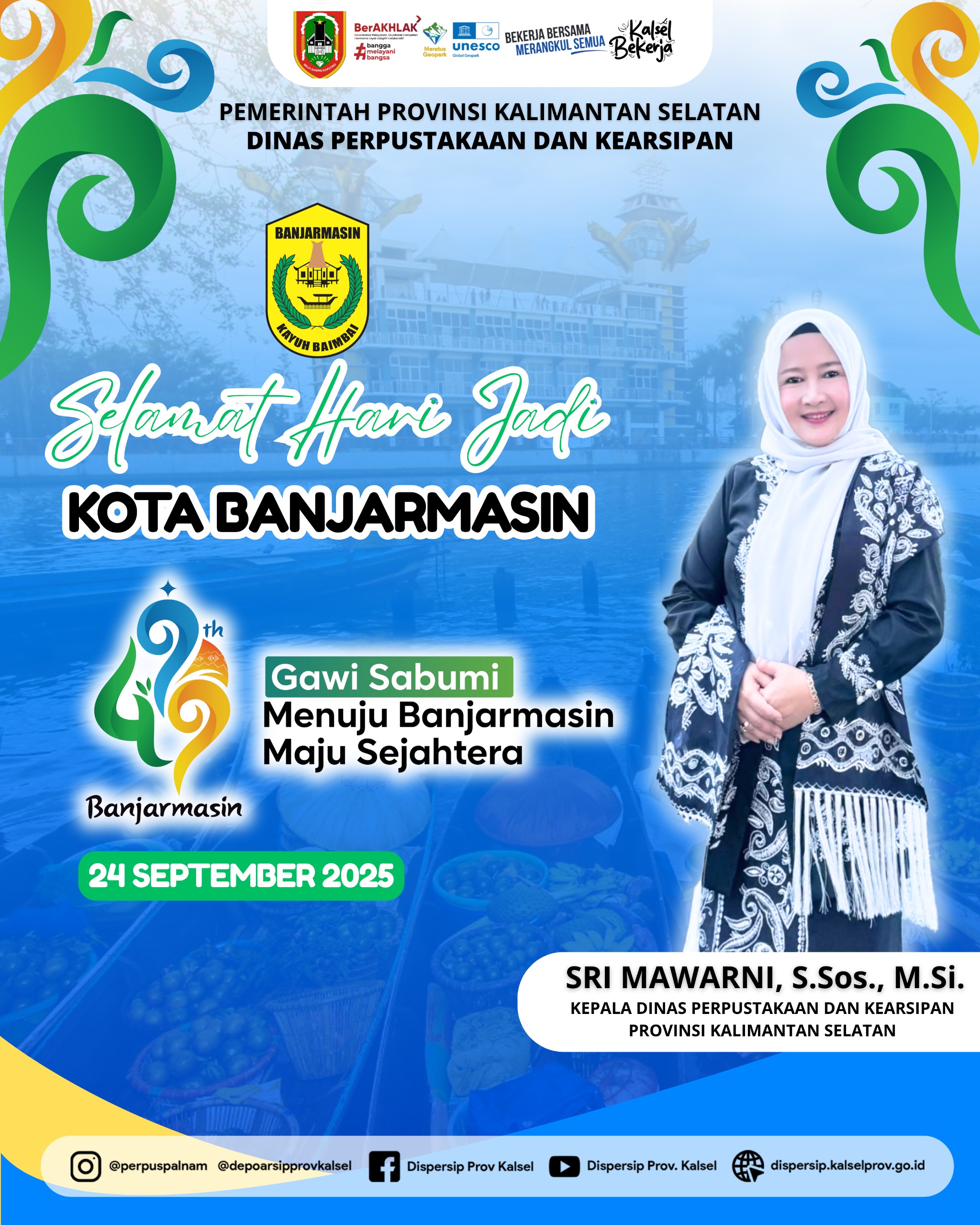 Dispersip Kalsel Ucapkan Selamat Hari Jadi ke-499 Kota Banjarmasin
