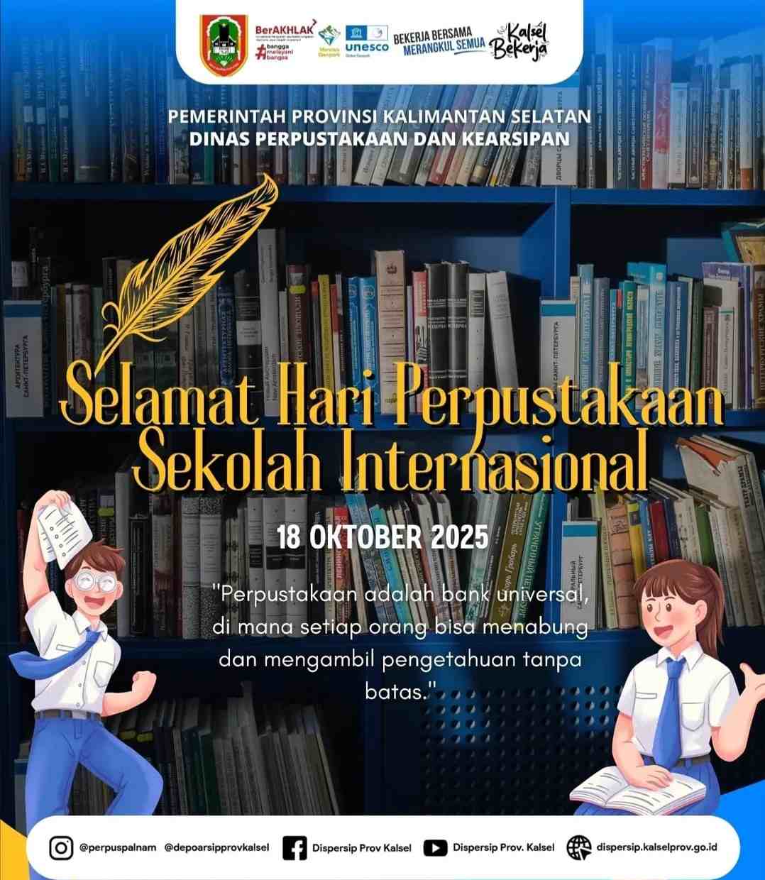Dispersip Kalsel Ajak Pelajar Cintai Perpustakaan di Momen Hari Perpustakaan Sekolah Internasional