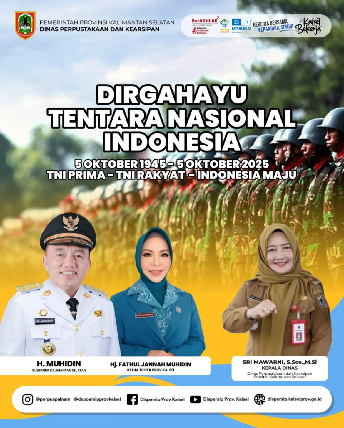 Kadispersip Kalsel Ucapankan Selamat HUT ke-80 TNI