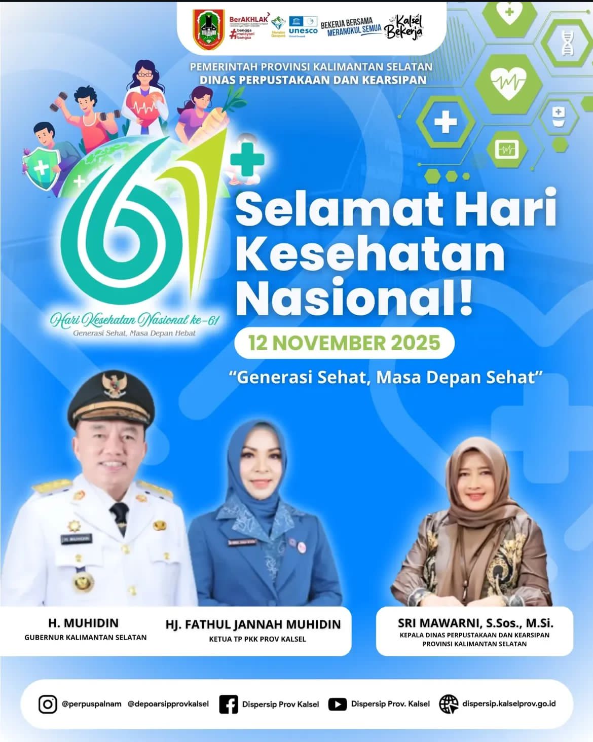 Kadispersip Kalsel Sri Mawarni Ajak Wujudkan Generasi Sehat di Hari Kesehatan Nasional ke-61