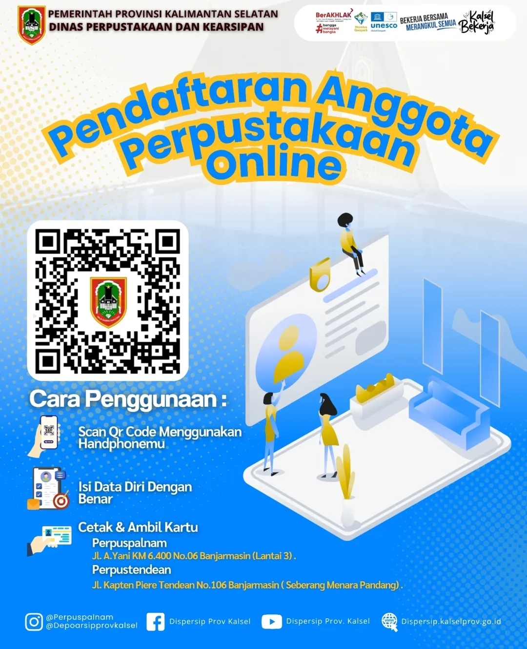 Dispersip Kalsel Mudahkan Warga Daftar Anggota Perpustakaan Lewat Layanan Online, Begini Caranya!