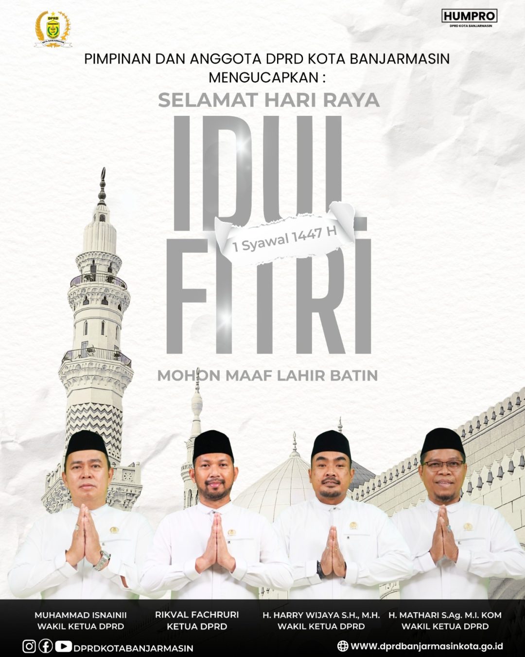 Ucapan Idul Fitri DPRD Kota Banjarmasin Ucapan Idul Fitri DPRD Kota Banjarmasin
