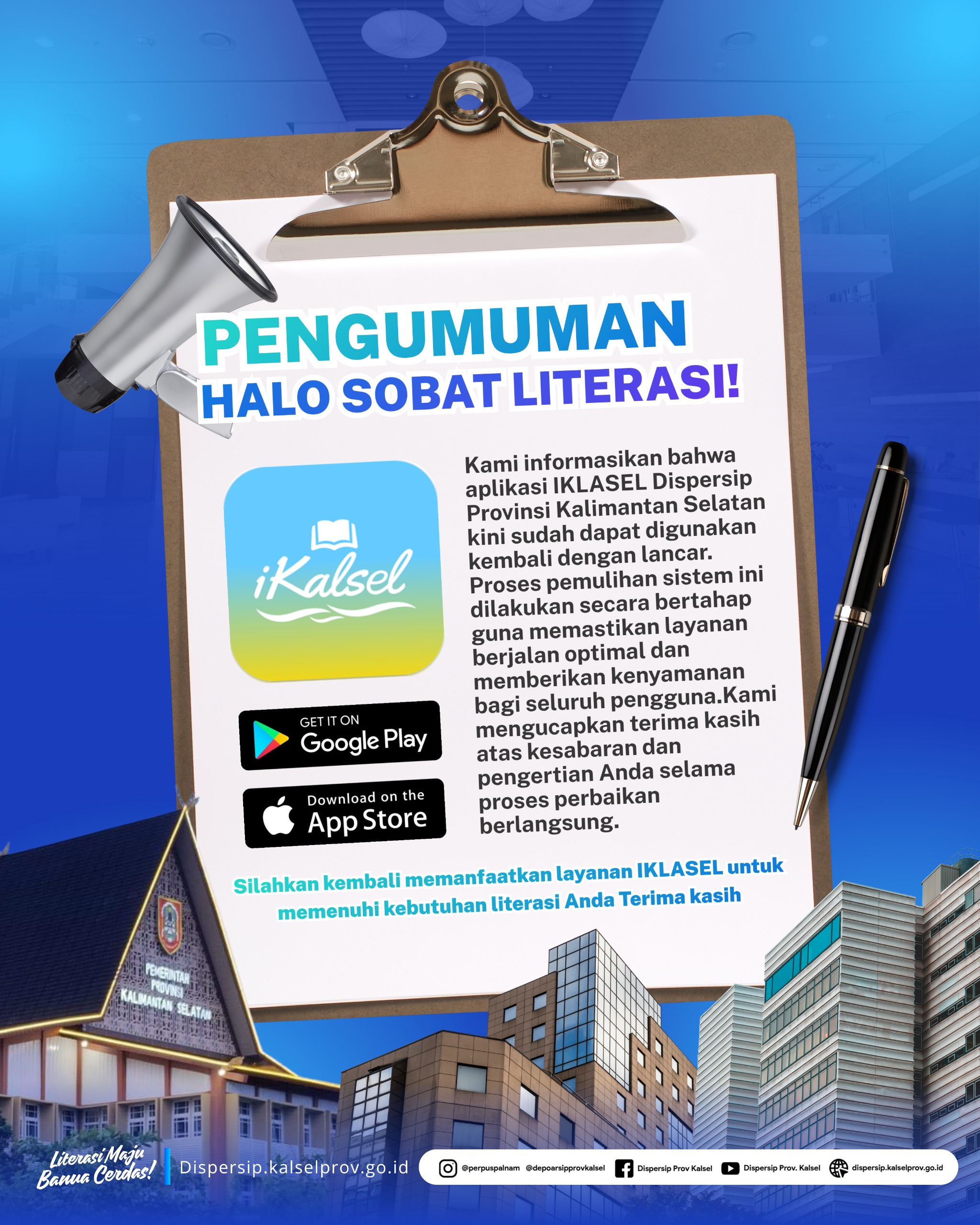 Usai Gangguan, Aplikasi Literasi Digital iKalsel Kini kembali Normal dan Sudah Bisa Diakses Masyarakat