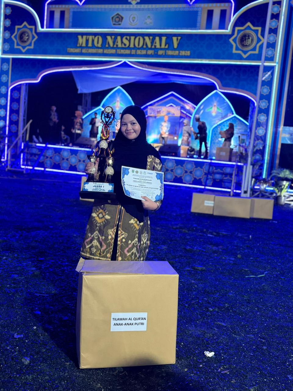 Azkya Tampil Memukau, Sabet Juara 1 Tilawah Anak-Anak MTQN