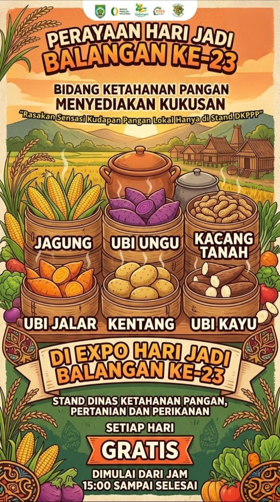 DKP3 Balangan Sajikan Kukusan Gratis dari Pangan Lokal di Expo Hari Jadi ke-23
