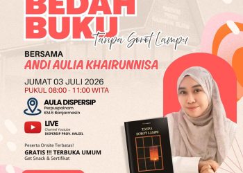 Dispersip Kalsel Gelar Bedah Buku Tanpa Sorot Lampu, Hadirkan Penulis Andi Aulia Khairunnisa