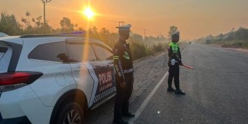Antisipasi Lakalantas akibat Kabut Asap, Polres Batola Patroli Dini Hari hingga Pagi